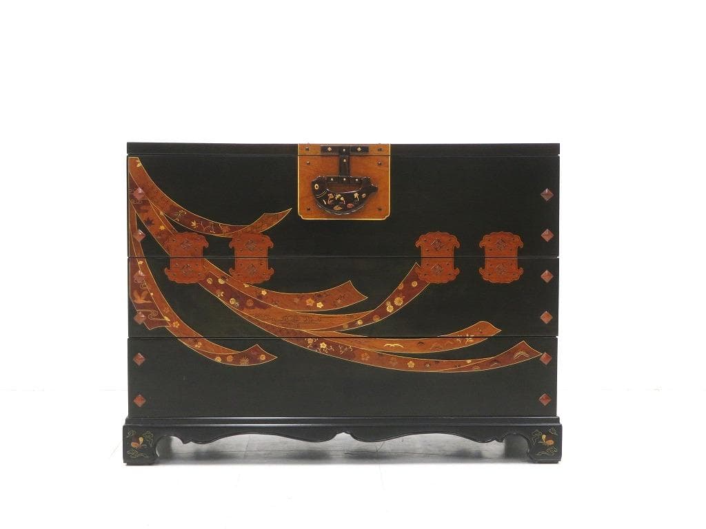 展示品　唐木細工　象嵌細工　バンダジ　李朝　チェスト　箪笥　タンス　伝統工芸