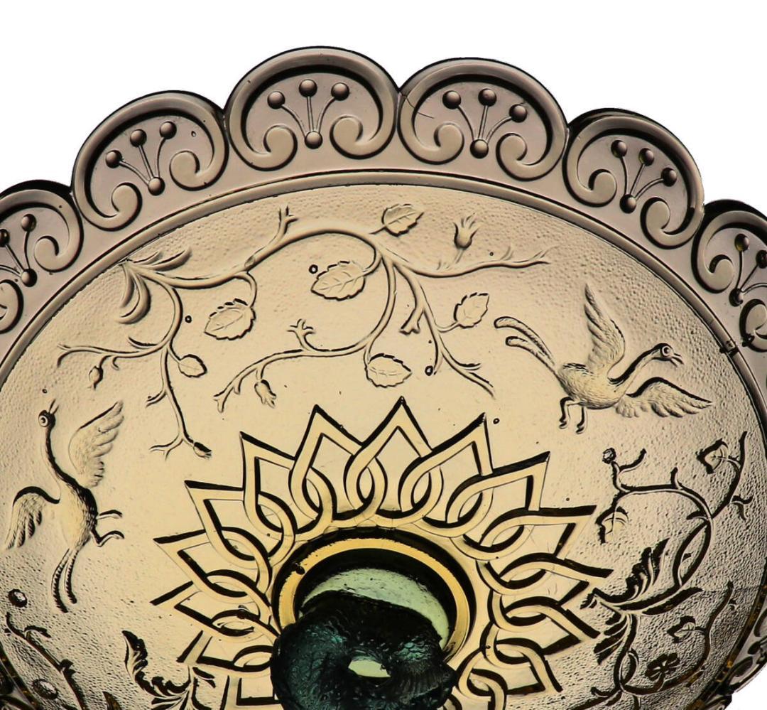 オールド・バカラ 1870年 花鳥図大型コンポートドルフィンスタンドアンティーク