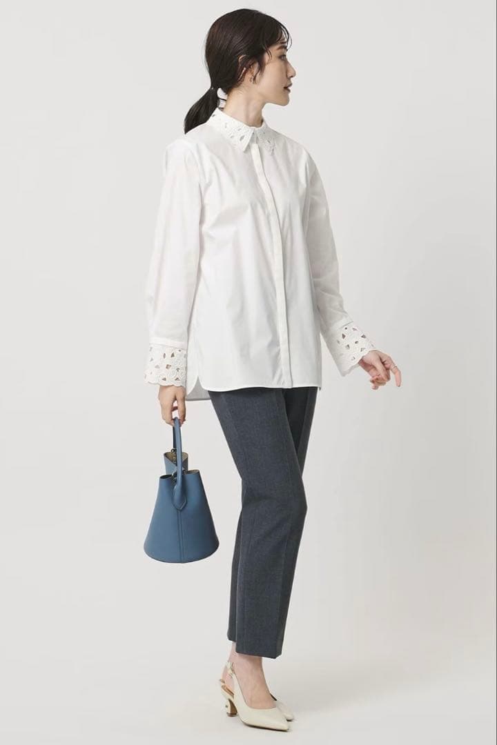 UNITED ARROWS エンブロイダリーカラーシャツ-ウォッシャブル-