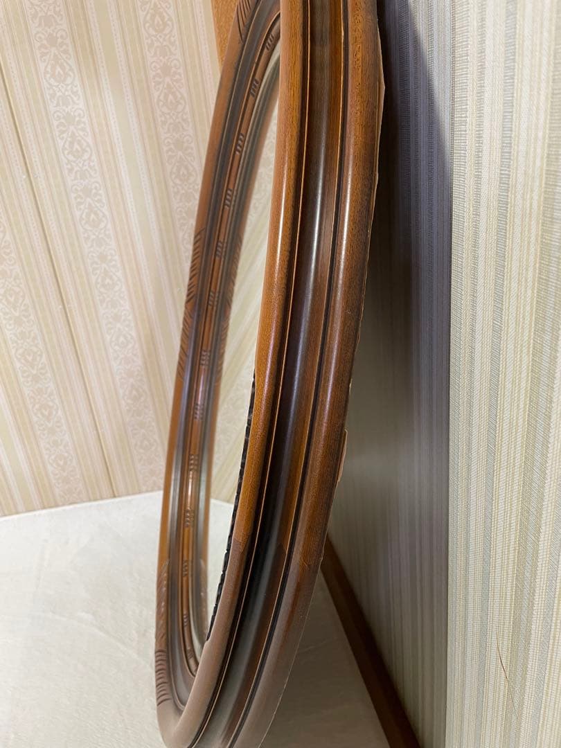 高さ88/希少/彫刻/大型ウォールミラー/楕円/木枠/ビンテージ/アンティーク