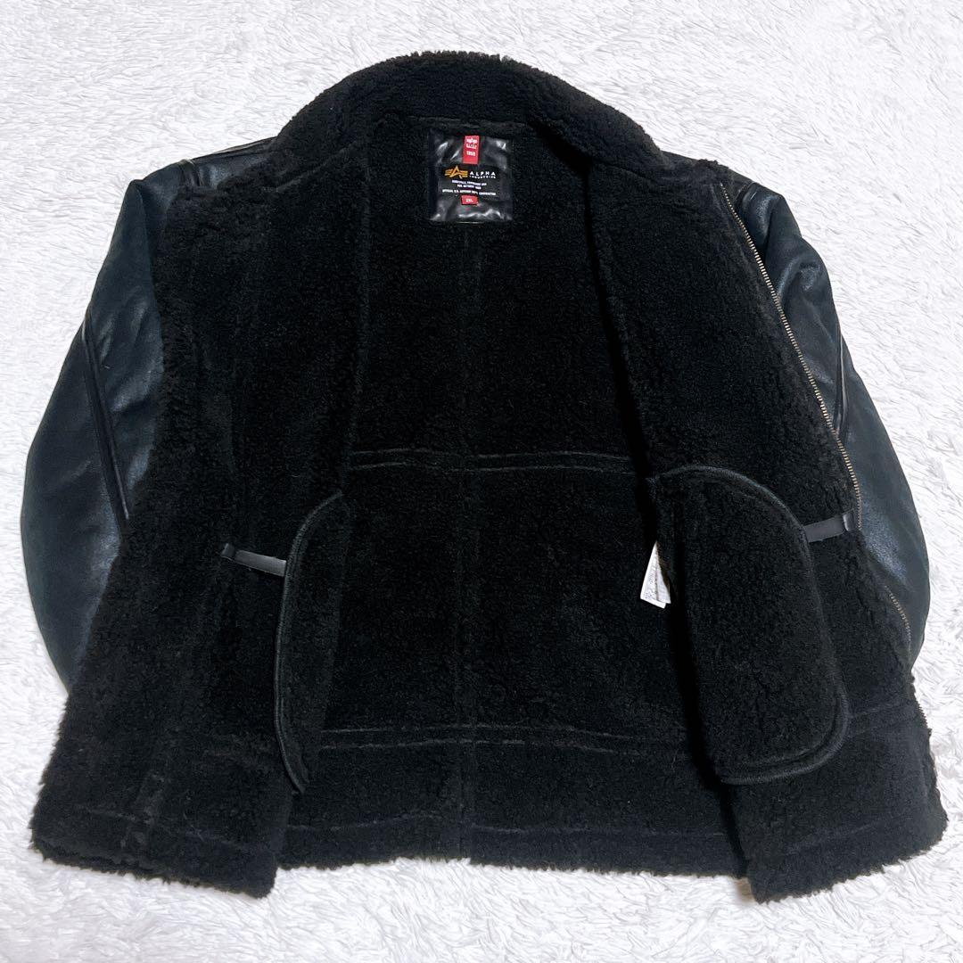 ALPHA ボア フェイクムートン b-3 フライトジャケット ブラック 2XL