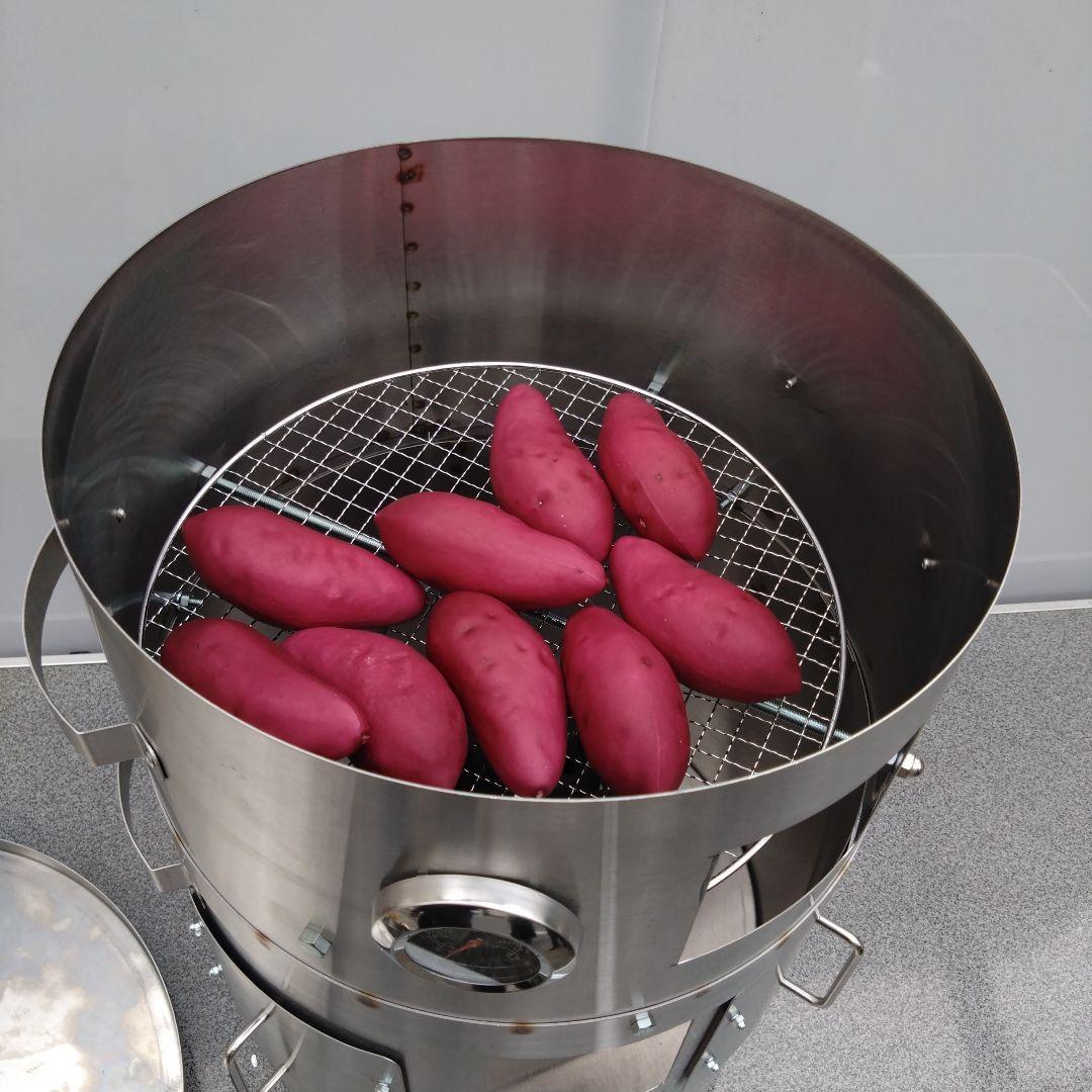 値下げ「炭火」 やきいも釜 送料無料 つぼやき 割れ欠けない ステンレス製 焼芋