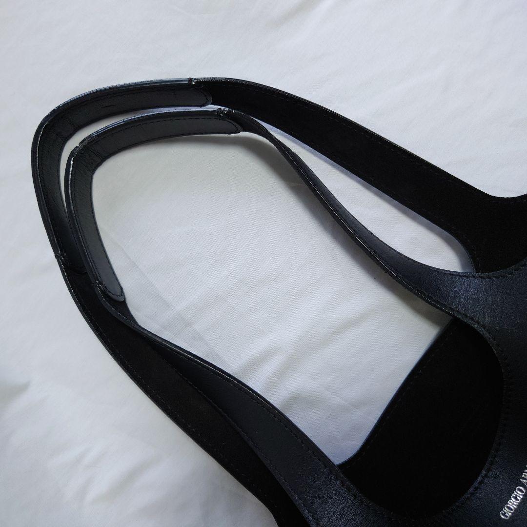 GIORGIO ARMANI　ブラックレザー　トートバッグ　ショルダーバッグ