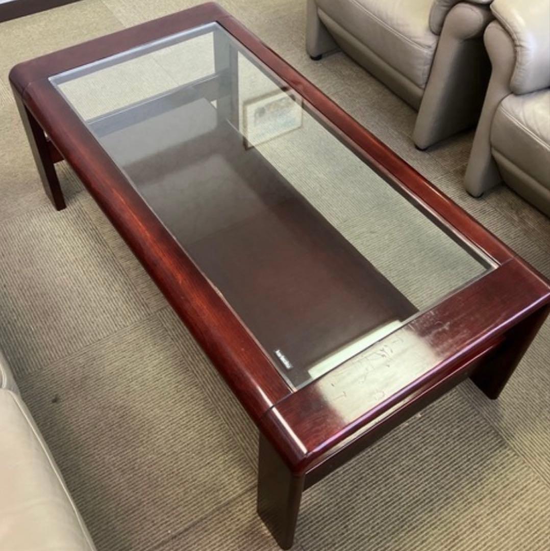 カリモク　ガラステーブル　ローテーブル