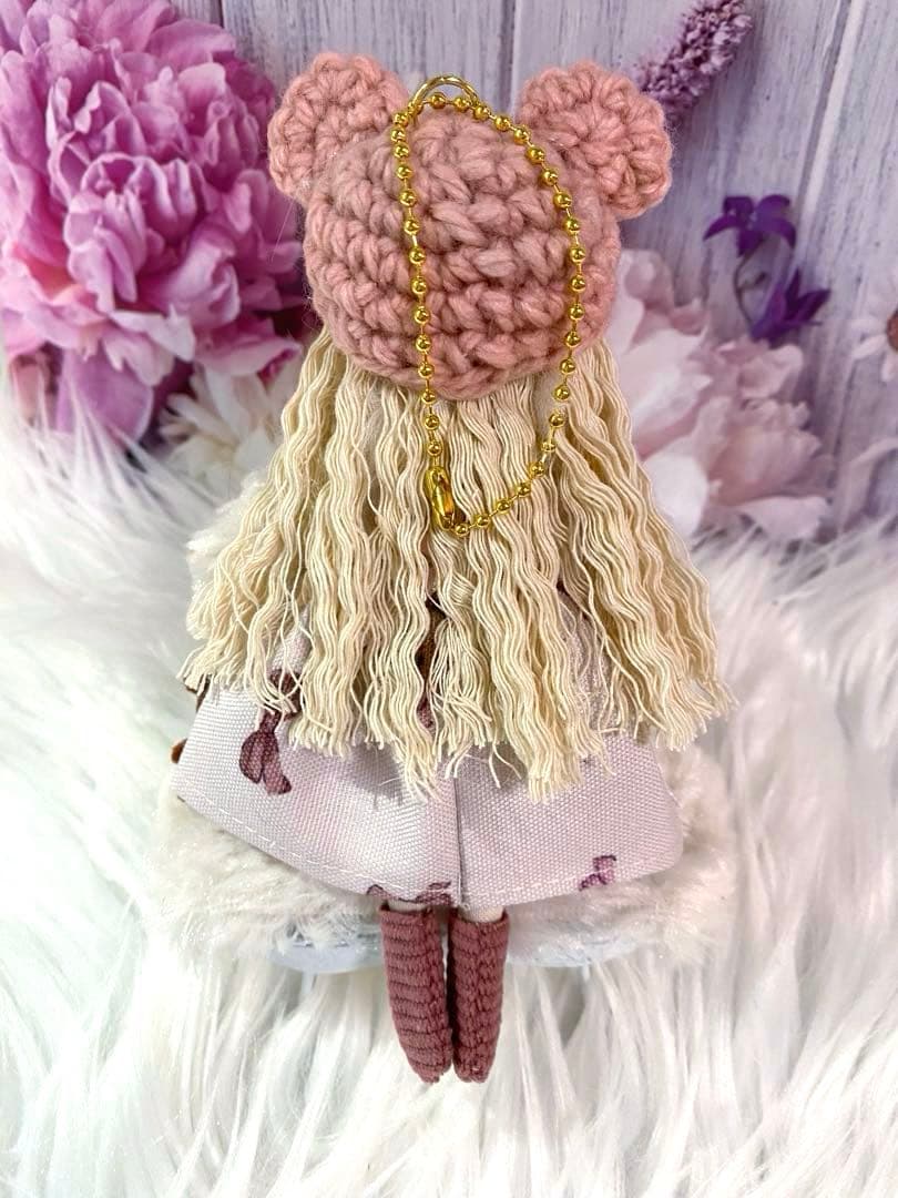 カレンさん専用　クマ耳クマさん柄　ドールチャーム　ハンドメイド　カントリードール