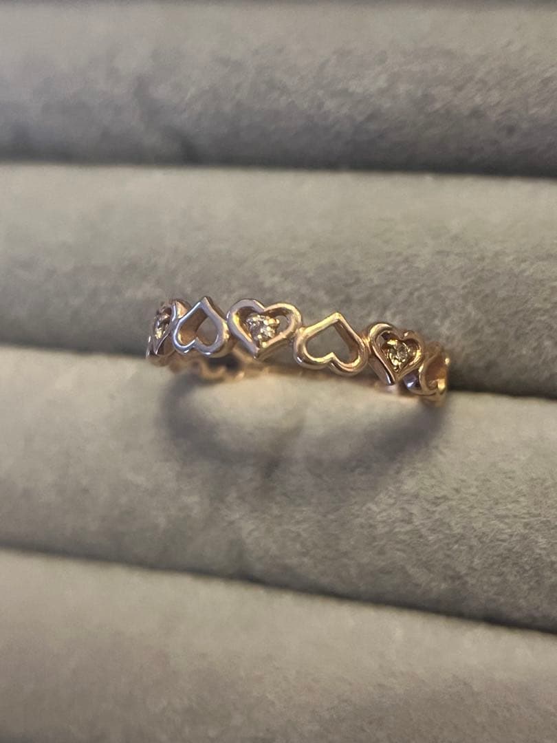 最終k10PGダイヤモンドハート透かしリング