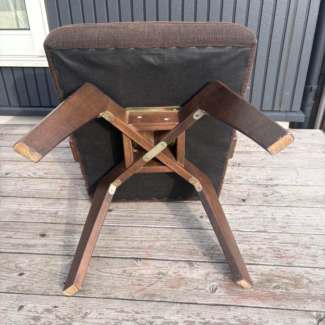 ②北欧レトロ 山善 回転式 天然木製椅子 アームチェア ダイニングチェア コタツ