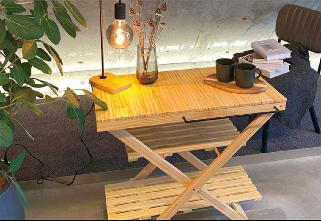 VALVE アウトドア 木製折りたたみテーブル 収納バッグ付