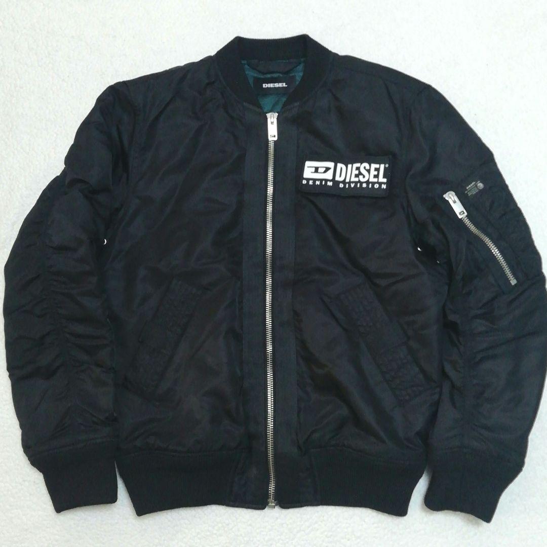 DIESEL ディーゼル ワッペン ビッグ英字プリントMA-1(S)ブラック色