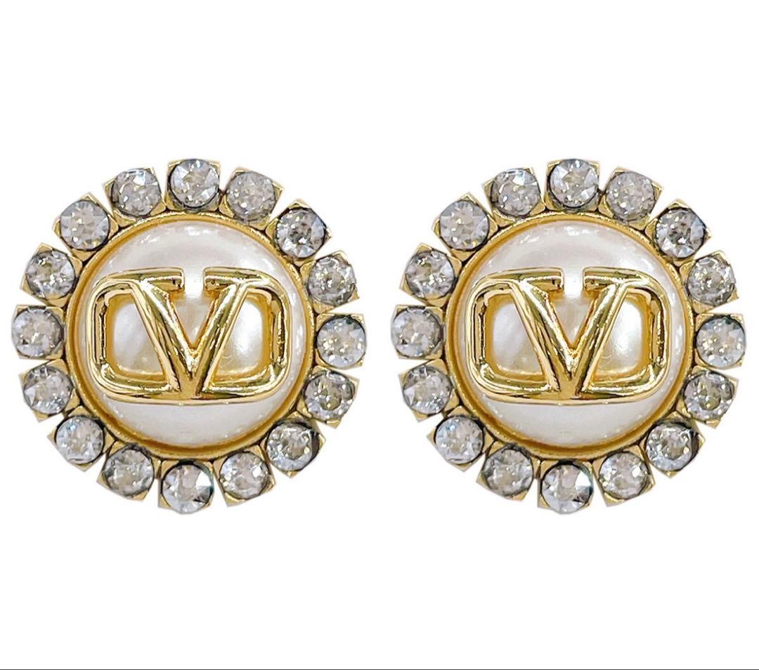ヴァレンティノ VALENTINO Vロゴ シグネチャー クリスタル ピアス