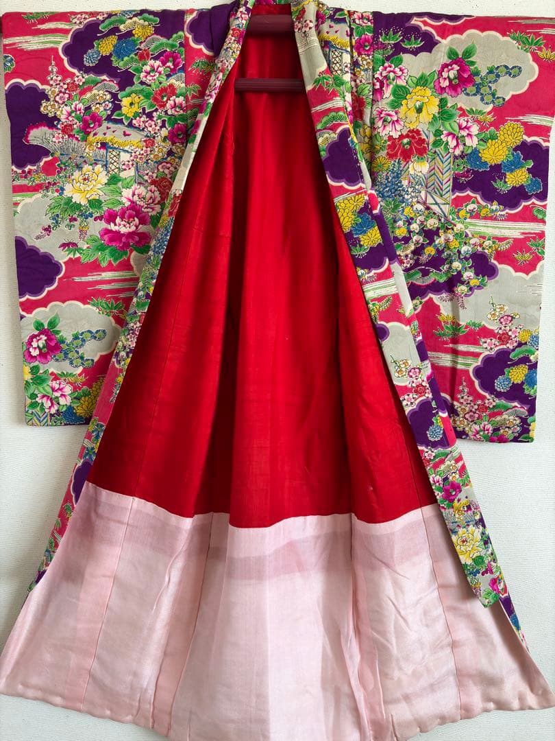 アンティーク　子供着物　綿入り　身丈96センチ