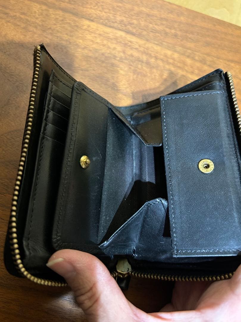 SLOW BEAMSブラック 栃木レザー 二つ折り財布