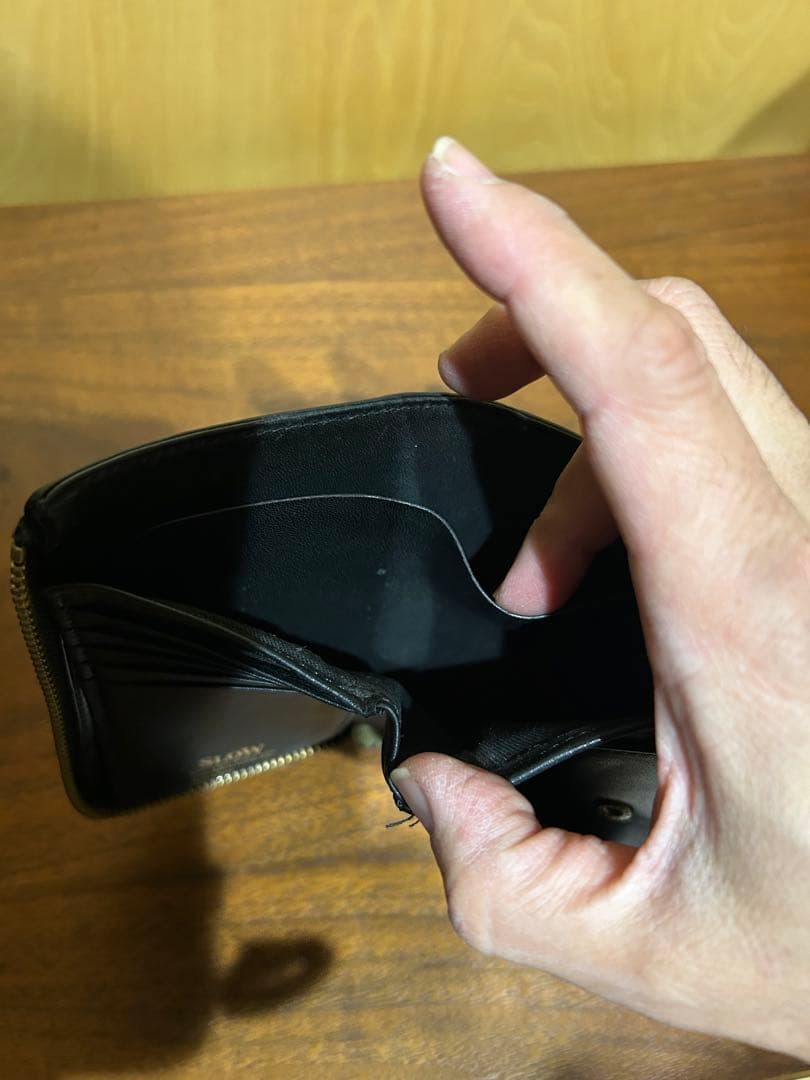 SLOW BEAMSブラック 栃木レザー 二つ折り財布