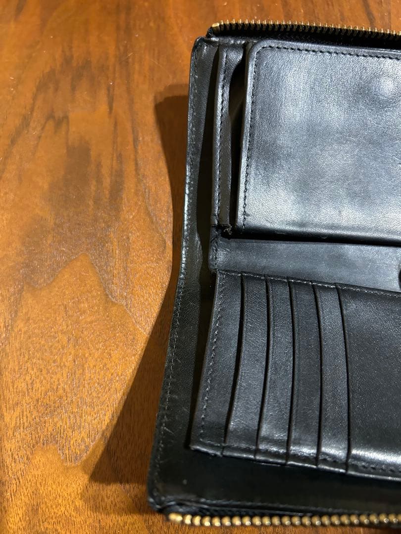 SLOW BEAMSブラック 栃木レザー 二つ折り財布