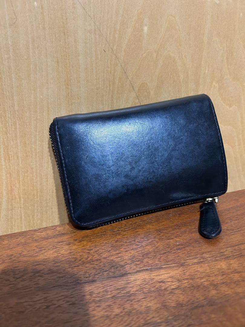 SLOW BEAMSブラック 栃木レザー 二つ折り財布
