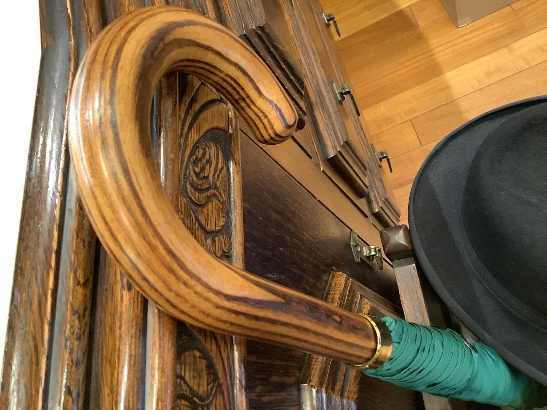 英国製 傘最古参 ジェームスインスの紳士傘 木製ハンドルAshレーシンググリーン