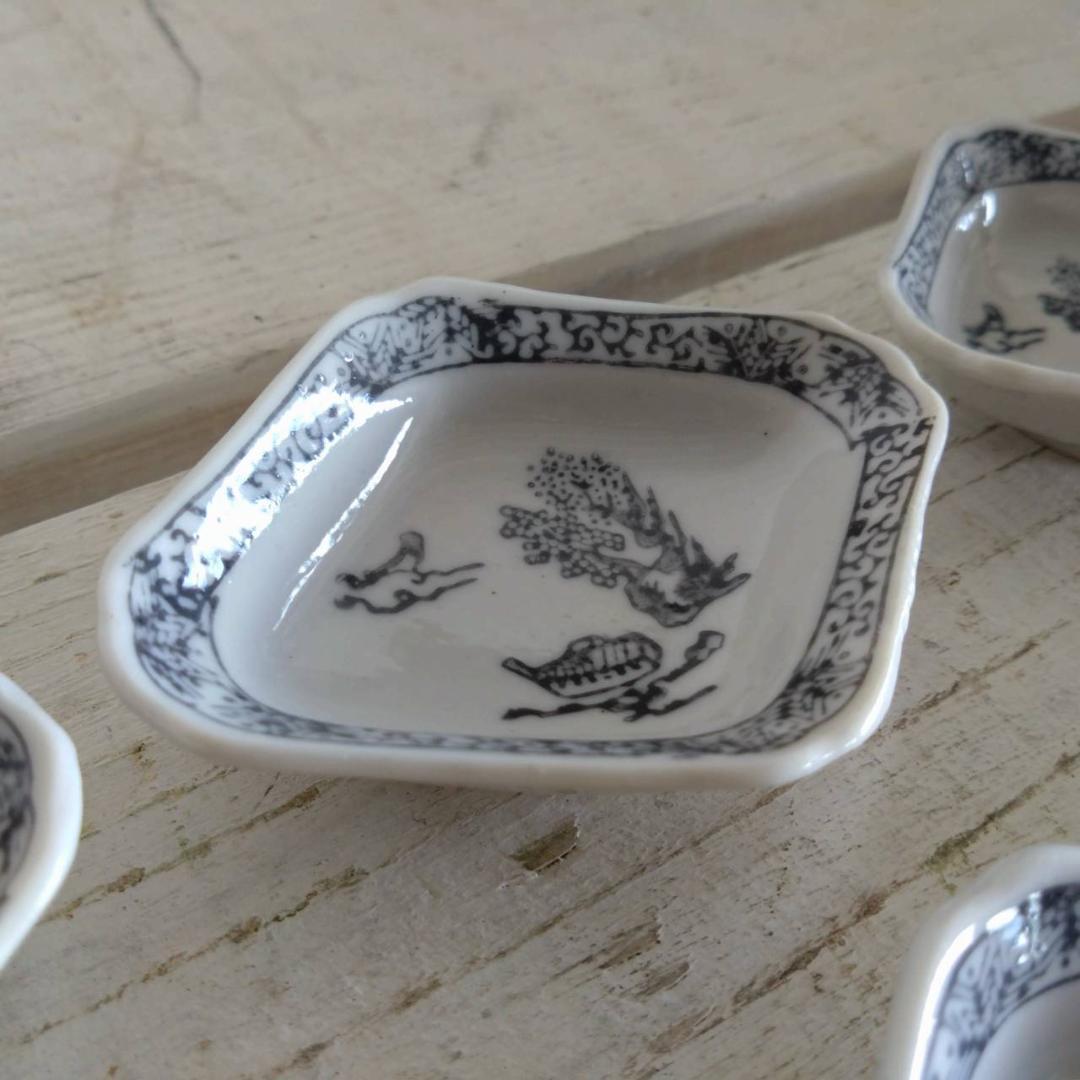 山水　小皿　豆皿　六客