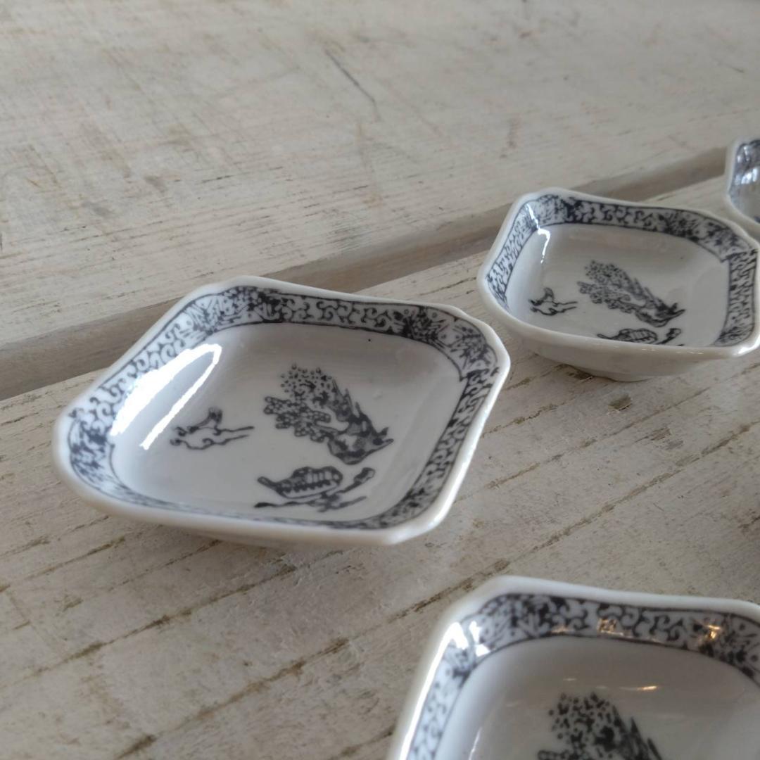 山水　小皿　豆皿　六客