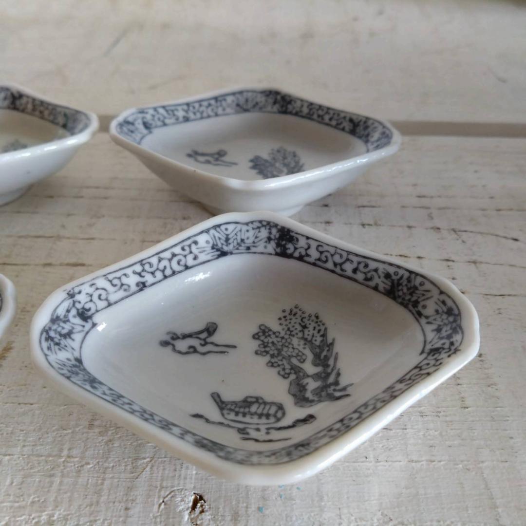 山水　小皿　豆皿　六客