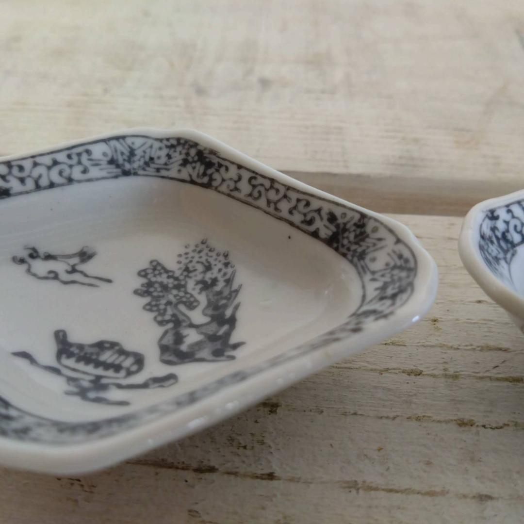 山水　小皿　豆皿　六客