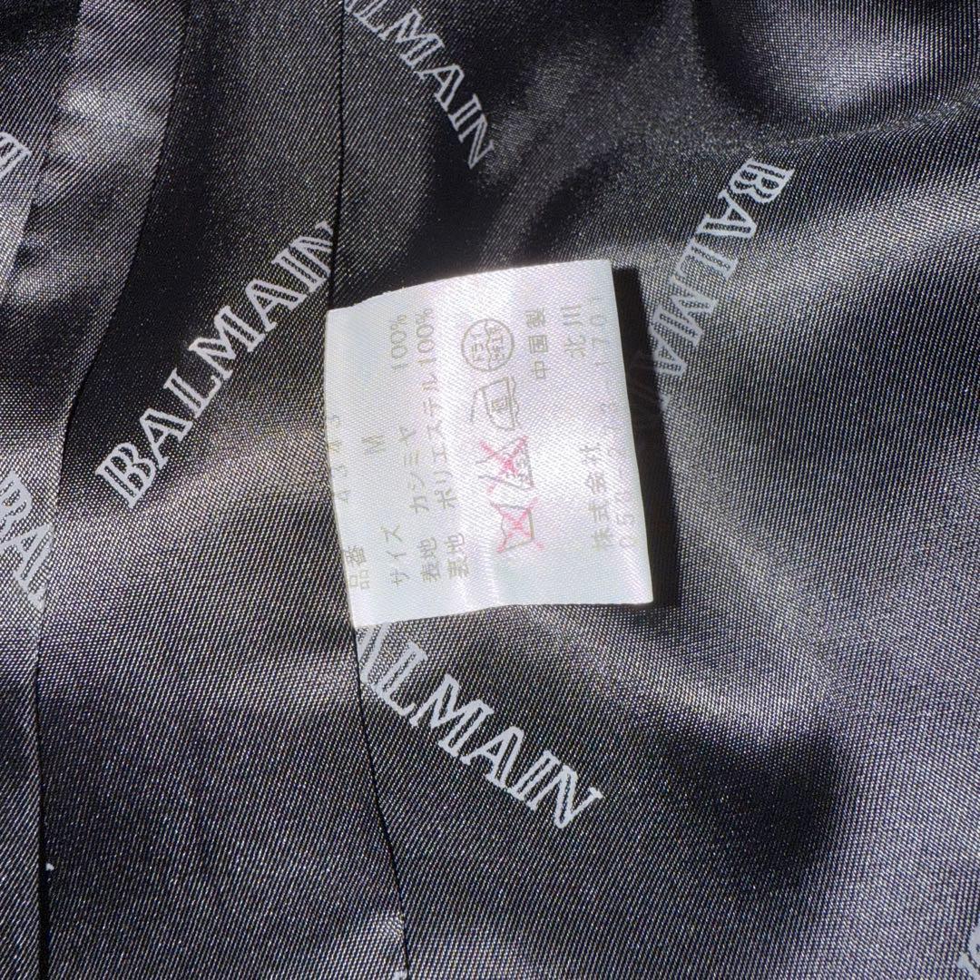 バルマン　ロングコート　フレアスリーブ　カシミヤ100％　ショールカラー　黒　M