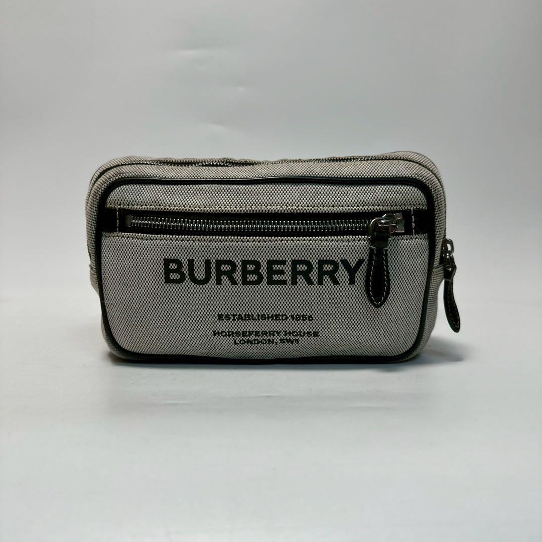 q85 バーバリー　キャンバス　ホースフェリー　ウエストポーチショルダーバッグ.