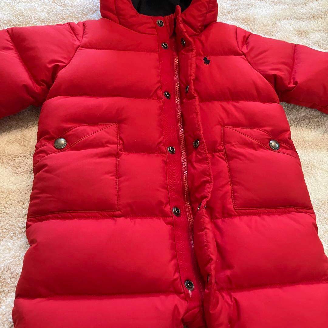 美品 ラルフローレン ジャンプスーツ 70cm カバーオール ダウン 6M 赤