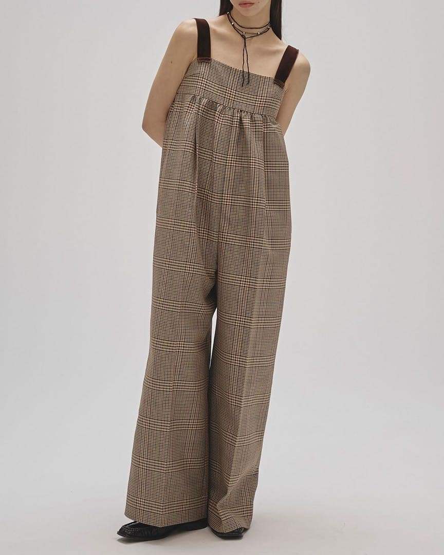 新品タグ付きTODAYFUL チェックワイドコンビネゾン