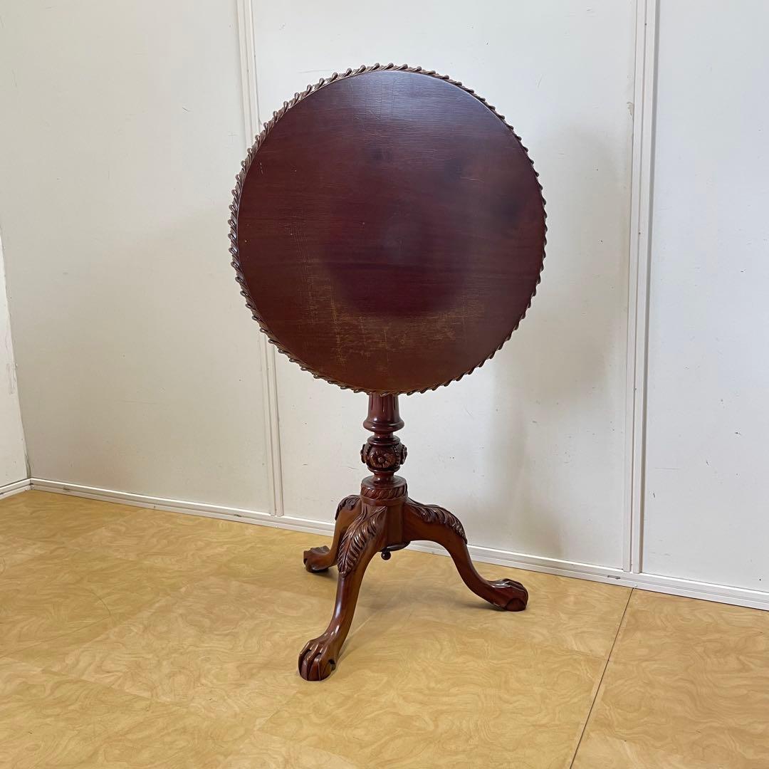 猫脚 折りたたみテーブル ティルトップテーブル 丸テーブル アンティーク