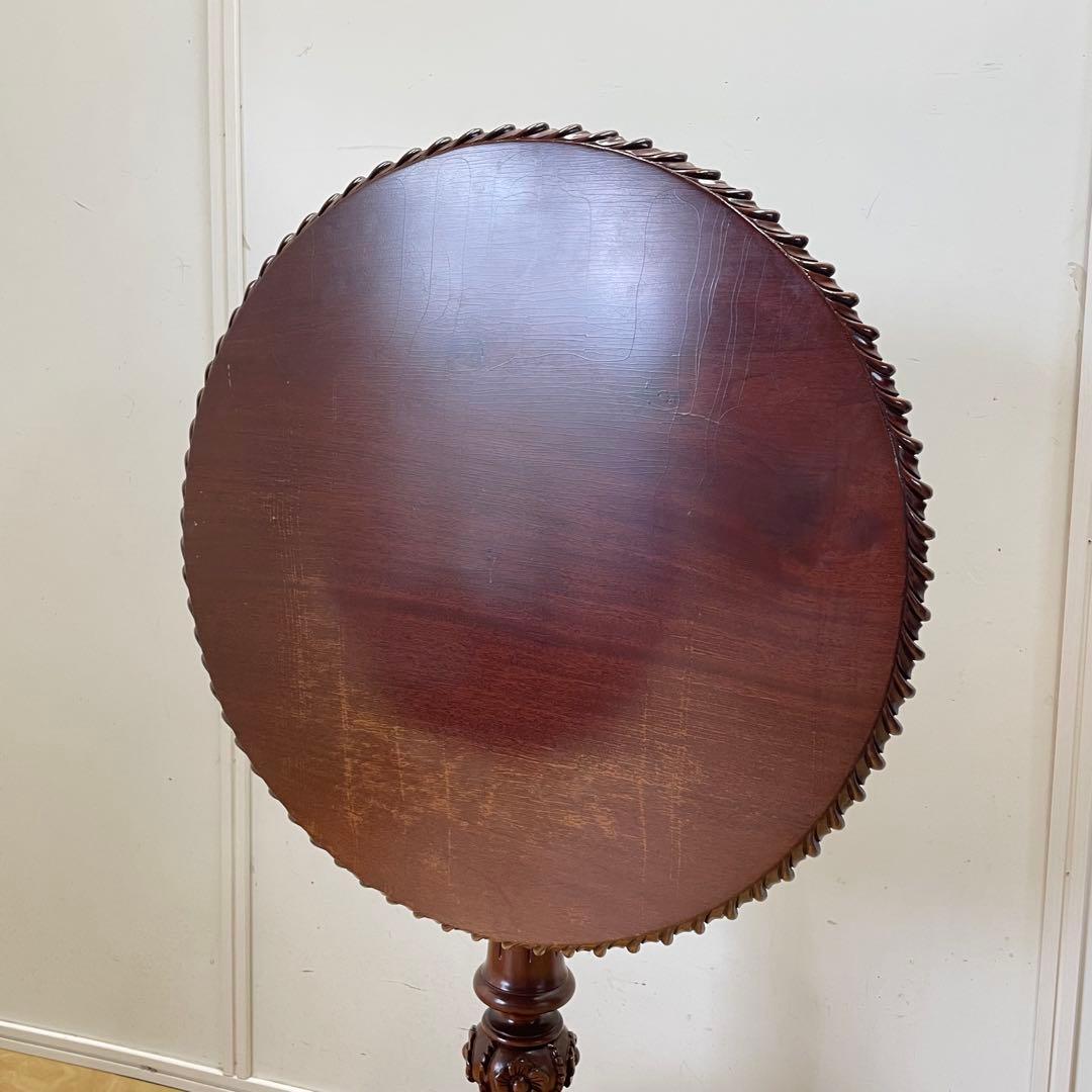 猫脚 折りたたみテーブル ティルトップテーブル 丸テーブル アンティーク