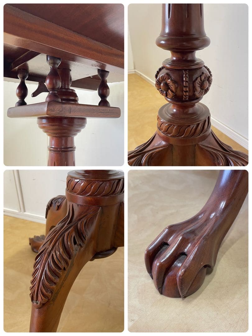 猫脚 折りたたみテーブル ティルトップテーブル 丸テーブル アンティーク