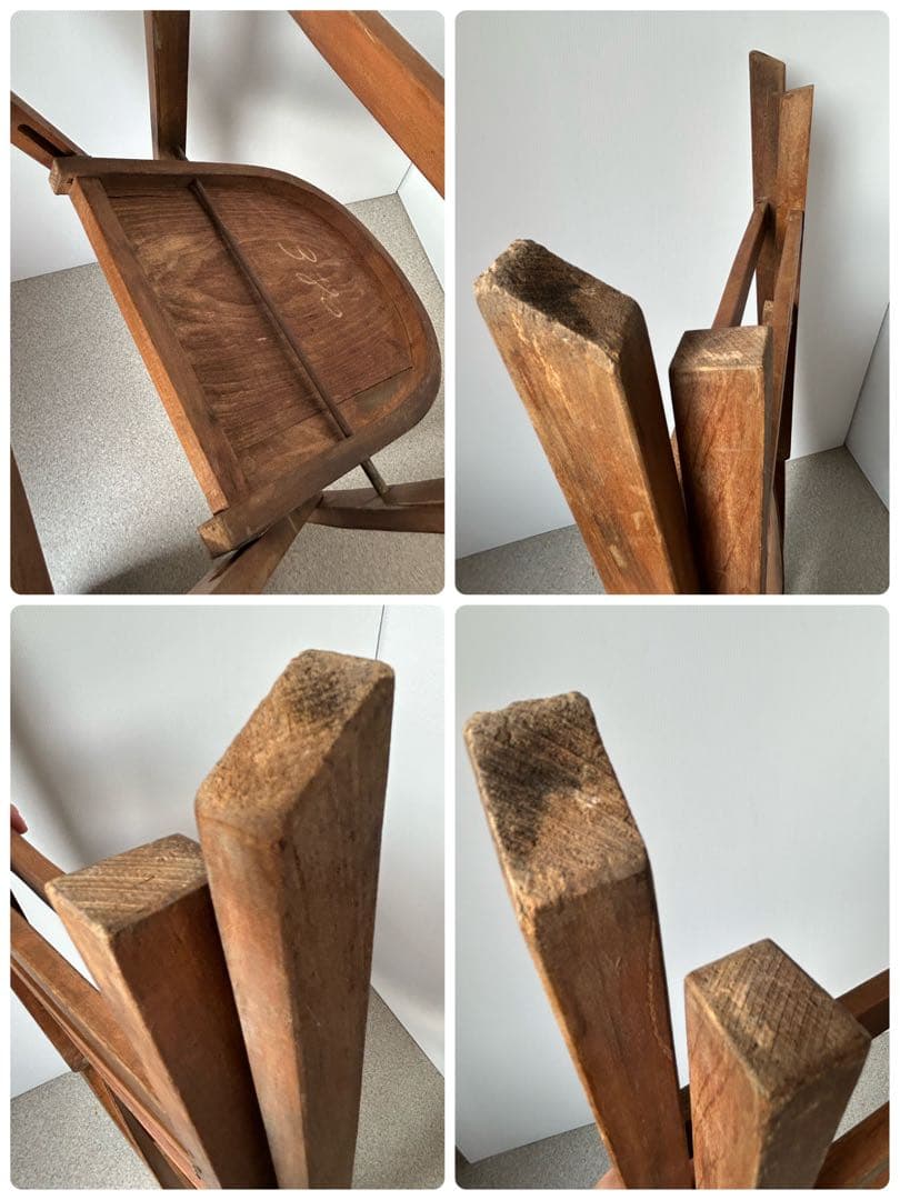 アンティーク　木製フォールディングチェア　　折り畳み椅子　古道具　ヴィンテージ