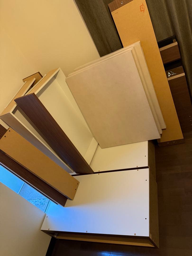 ニトリ　ダブルベッドフレーム ブラウン 収納付き