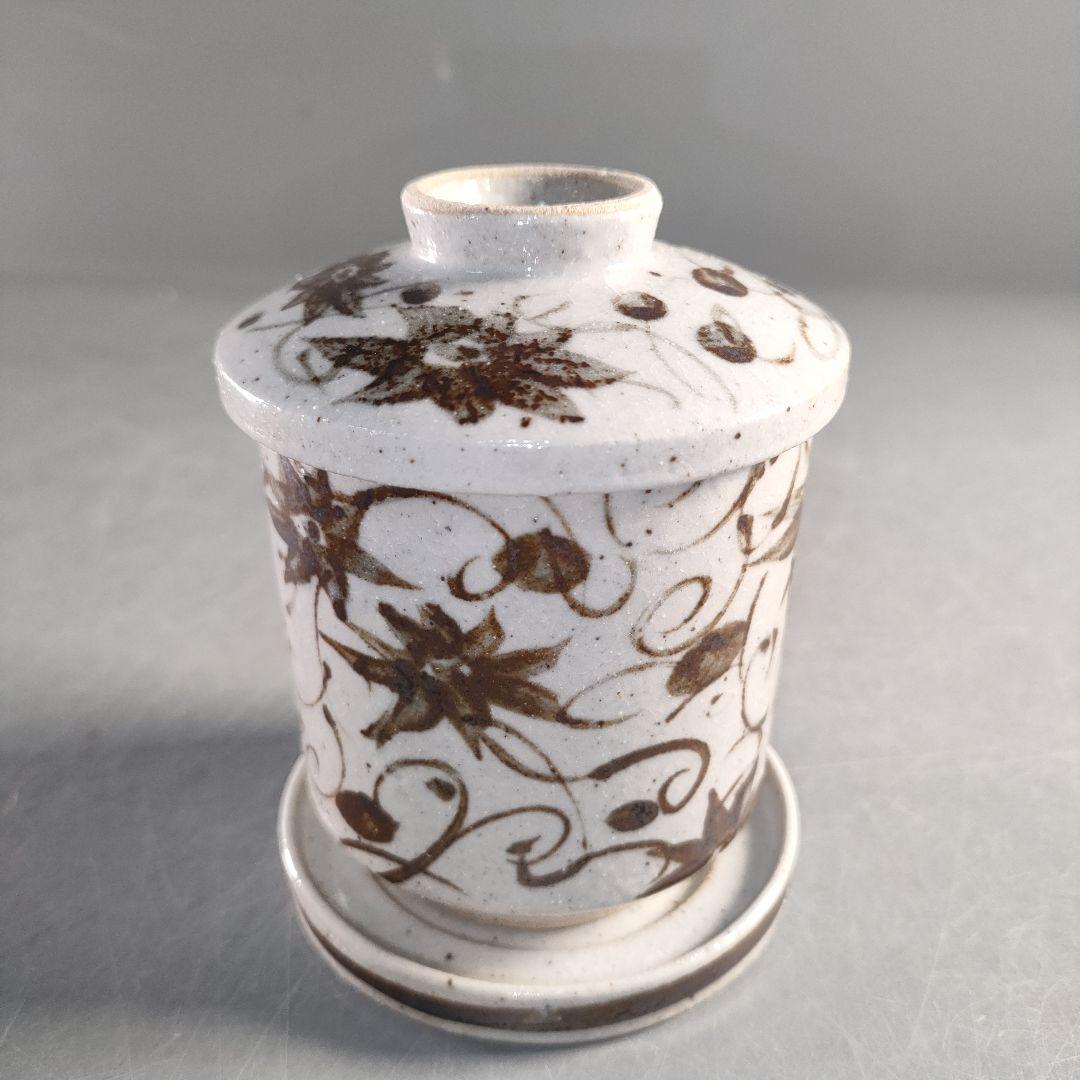 A1377-6/加藤幸兵衛窯/志野織部唐草文蒸碗5客/共箱/煮物椀/懐石道具/