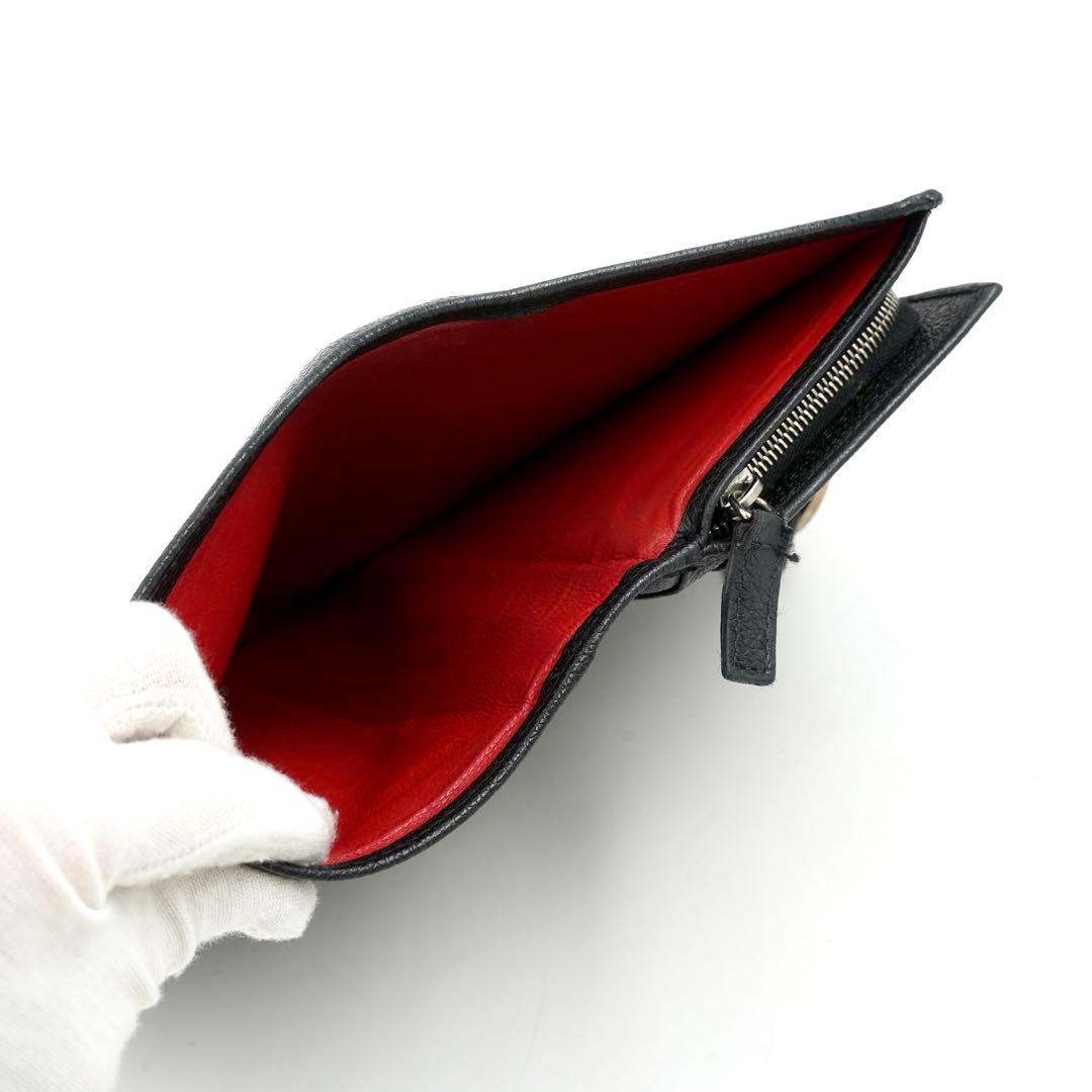 ✨美品✨　ブルガリ　二つ折り　ビーゼロワン　ロゴマニア　バイカラー　黒　赤