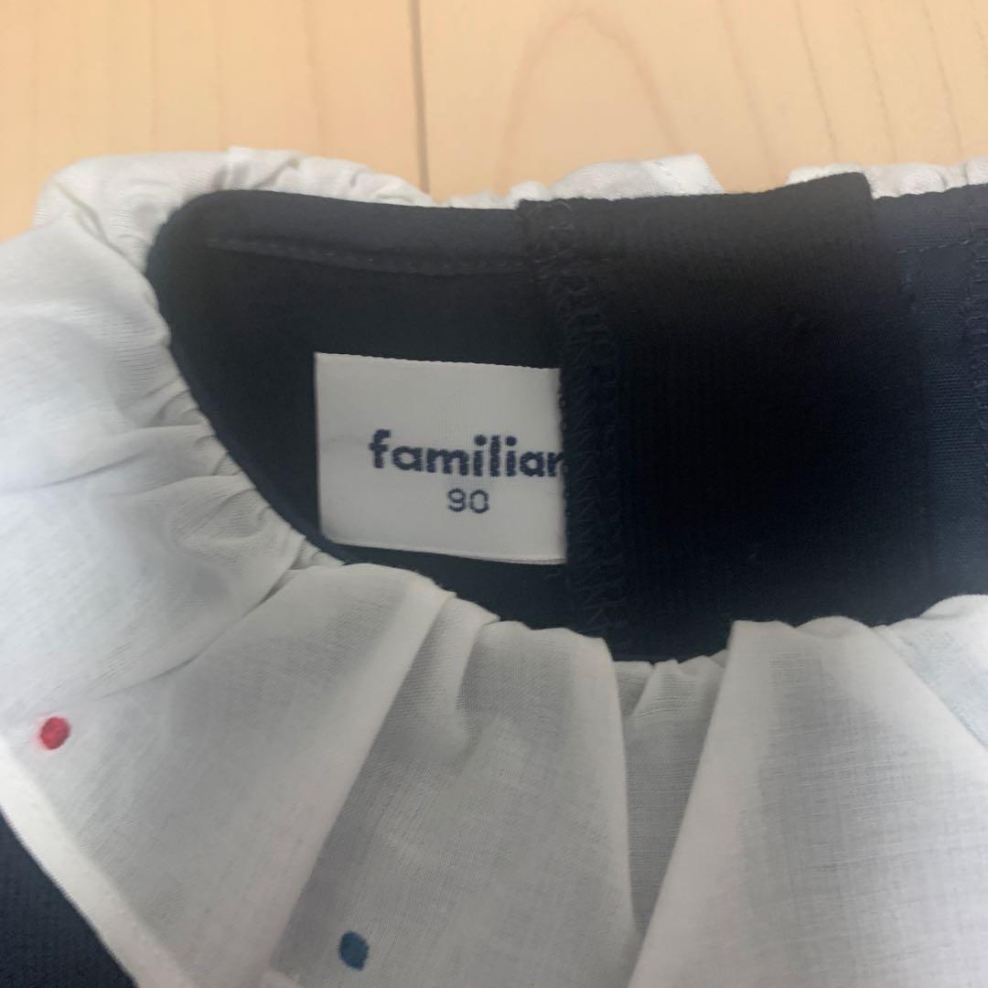 familiar ワンピース 90 犬刺繍付き