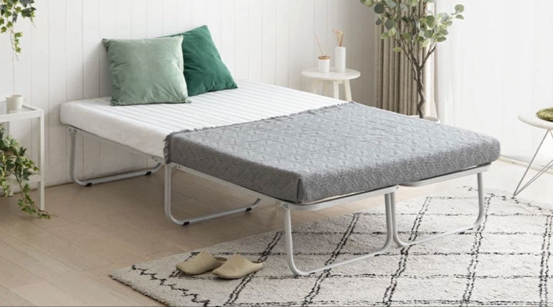 折りたたみベッド シングル グレー スチールフレーム