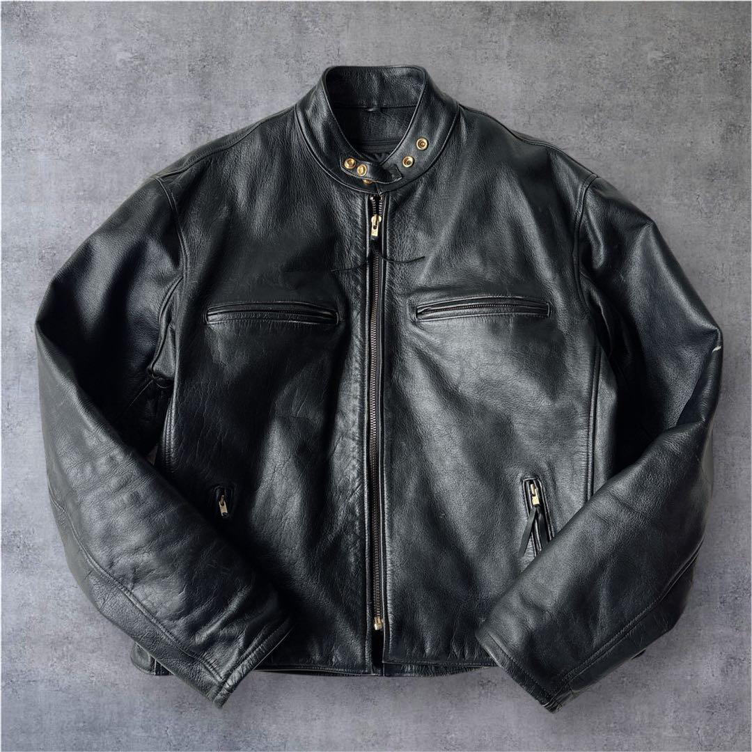 Red Buffレザージャケット 3L 本革 黒 ライナー付 キルティング 短丈