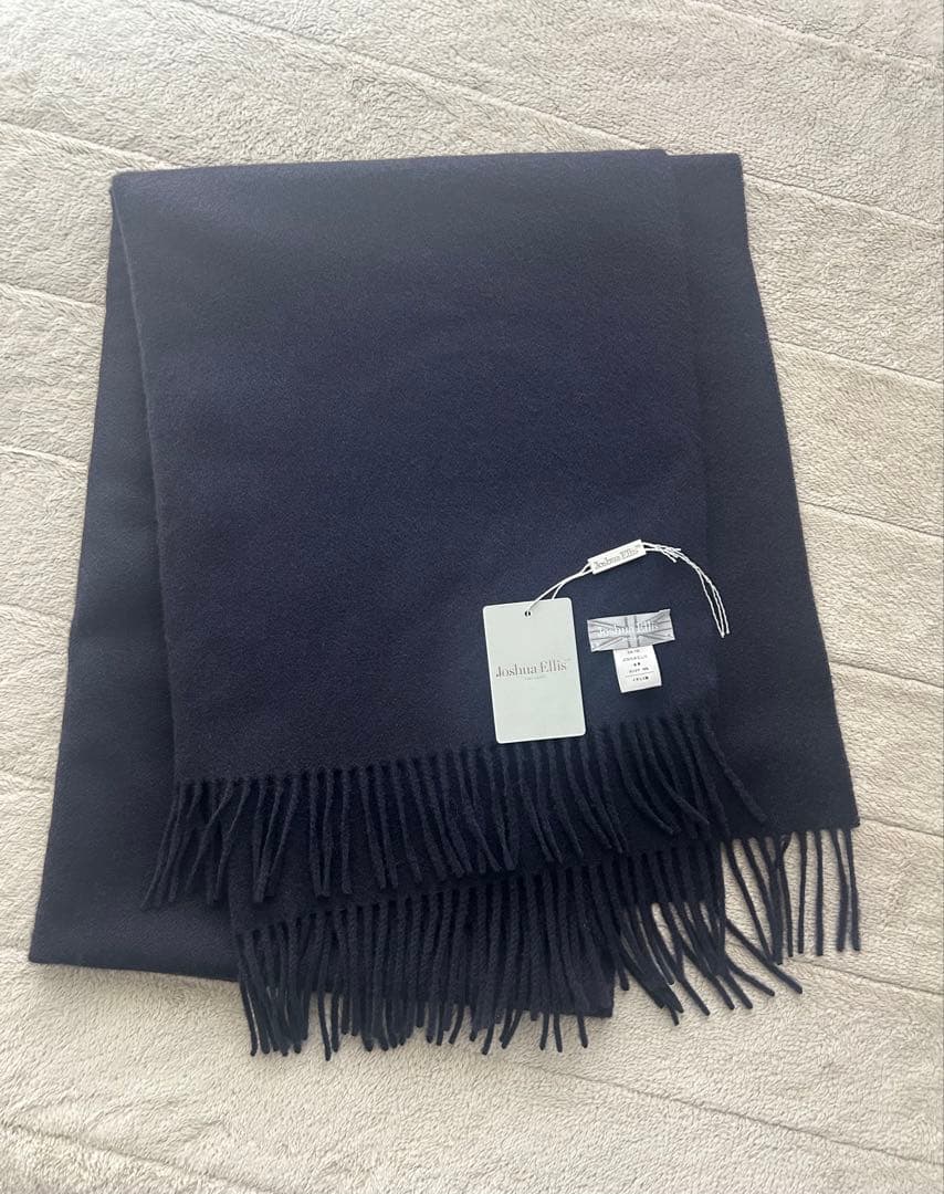 Joshua Ellis(ジョシュア エリス) 大判 カシミヤストール ネイビー