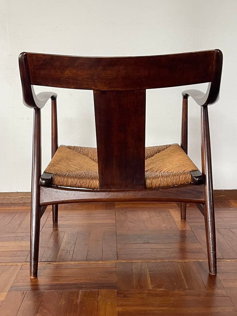 松本民芸 家具 77型 曲肘 ラッシ アーム チェア 2