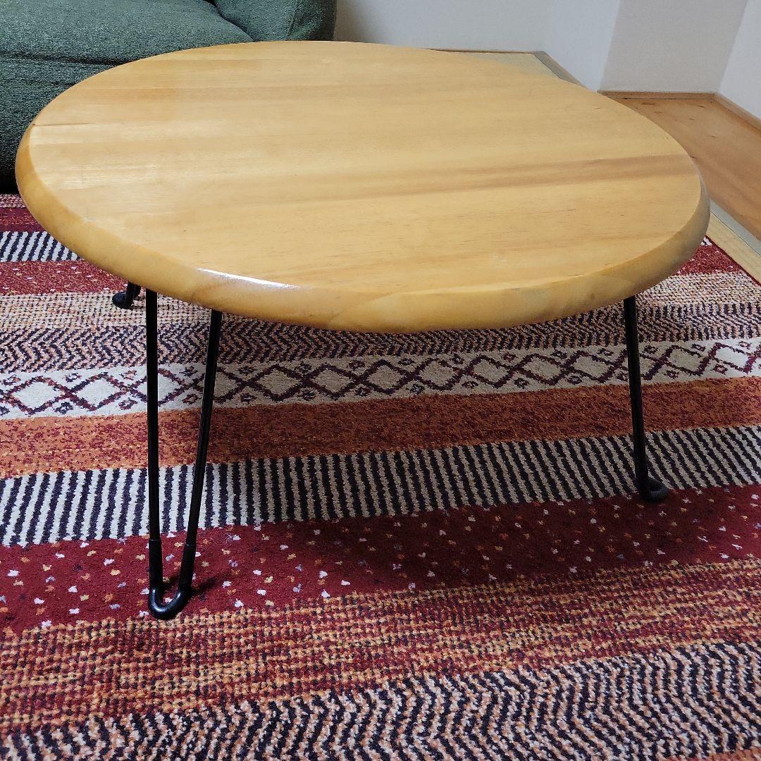 折りたたみテーブル　アンティーク　インテリア　コーヒーテーブル　ラウンドテーブル