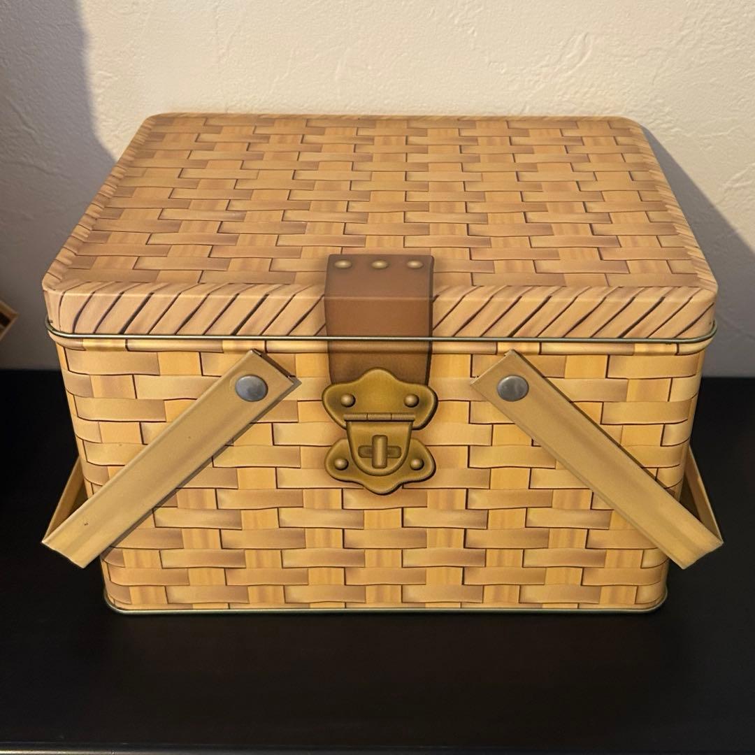 バスケット柄缶　4set かごバッグ　ティン