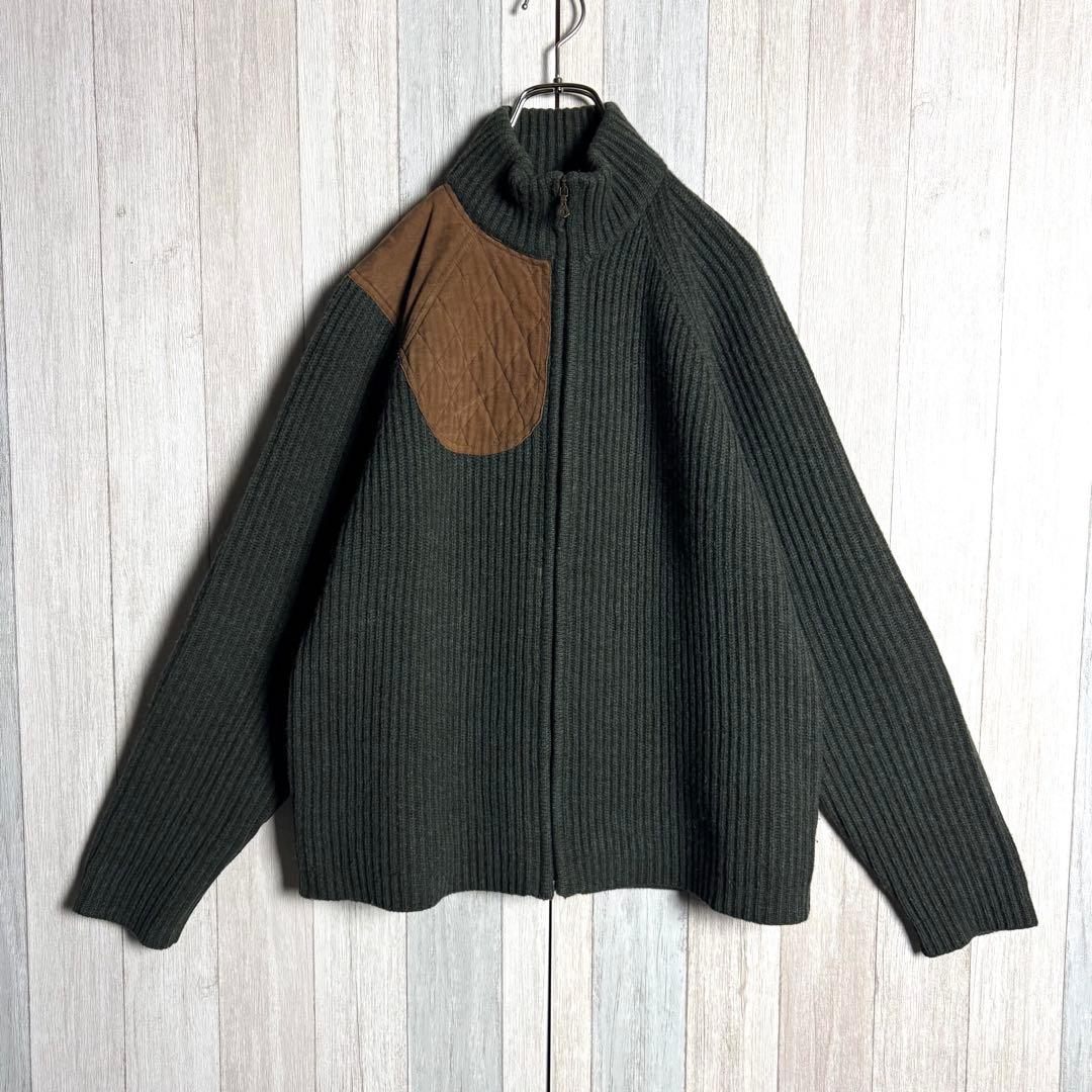 3541【激レア】90s ラルフローレン エルボーパッチ付 ドライバーズニット