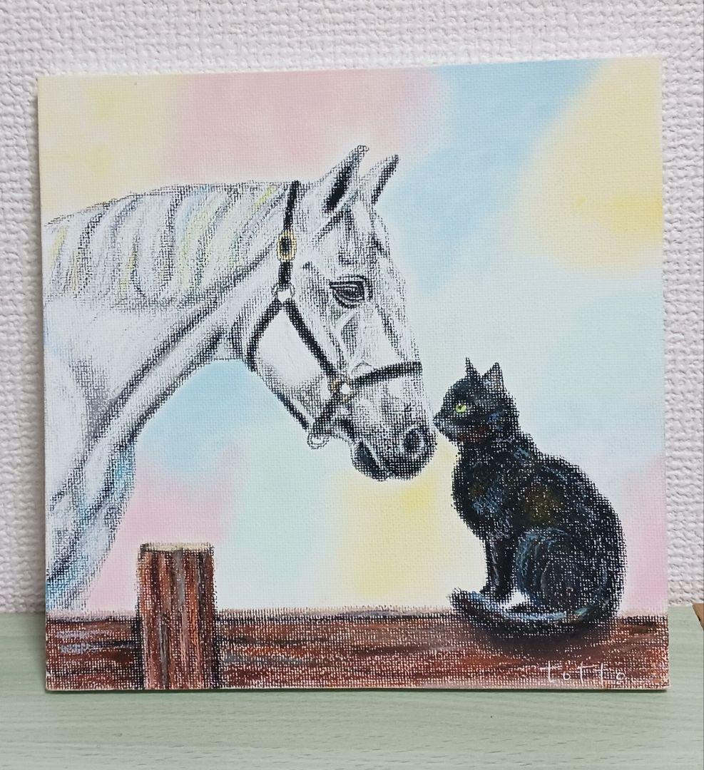 ペット似顔絵　ミクストメディアアート　キャンバス20㎝角