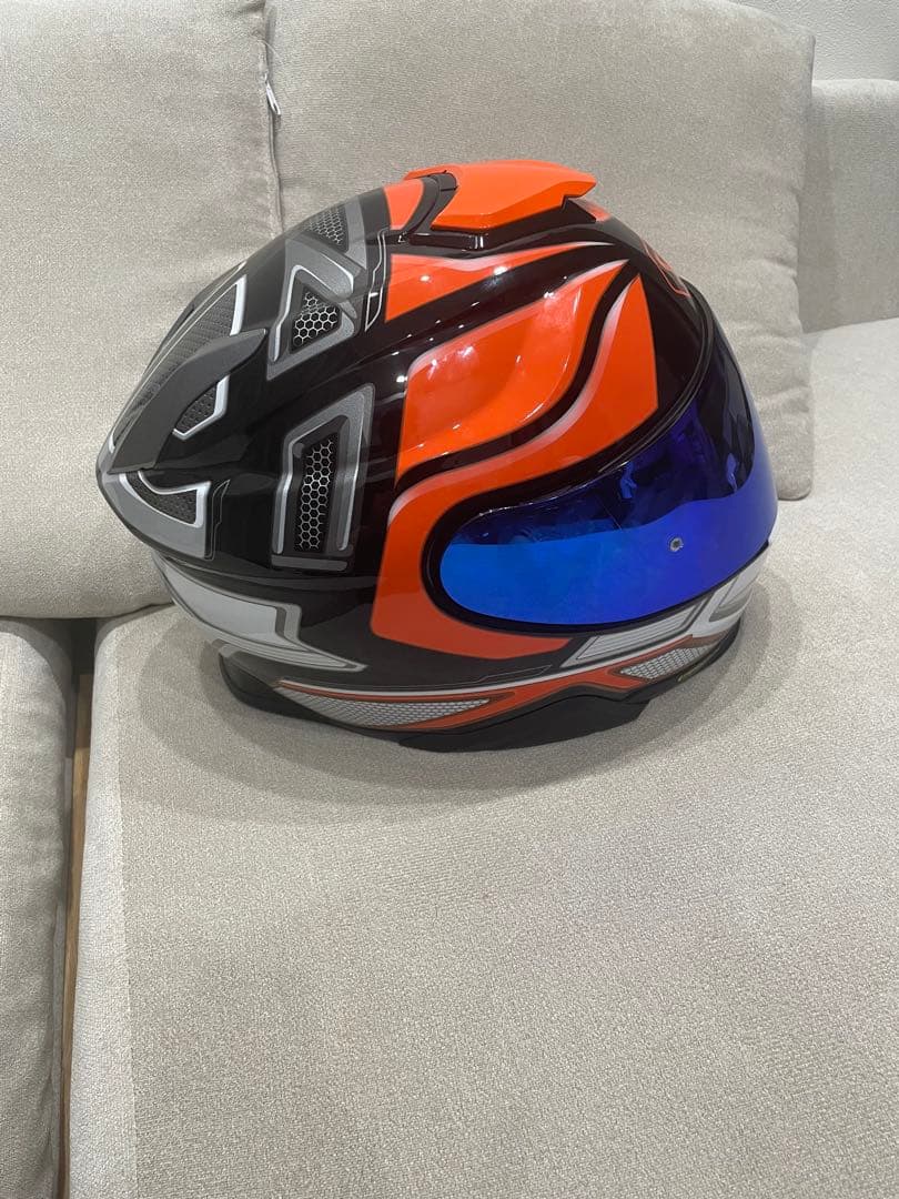美品　SHOEI フルフェイスヘルメット ノッチ　ブルーミラーレンズ