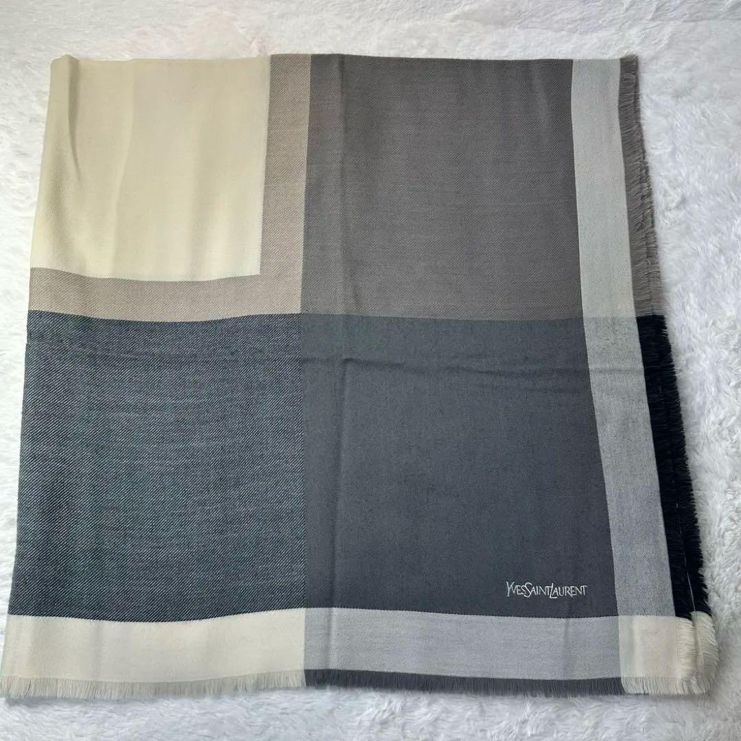 美品 Yves Saint Laurent サンローラン 大判ショール ストール