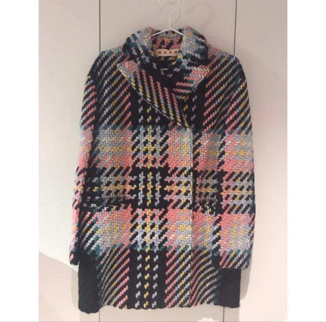 MARNI マルニ　マルチカラーチェック柄オーバーサイズコート