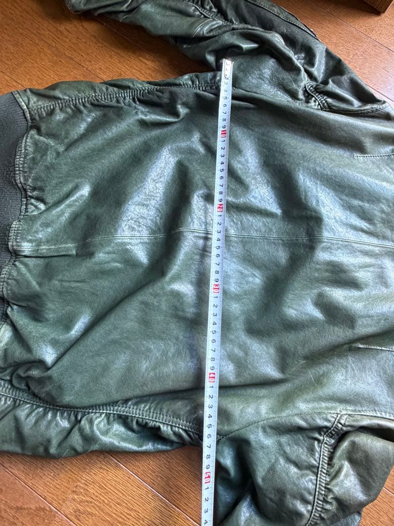 AVIREXFLY レザーMA-1 フライトジャケット グリーン