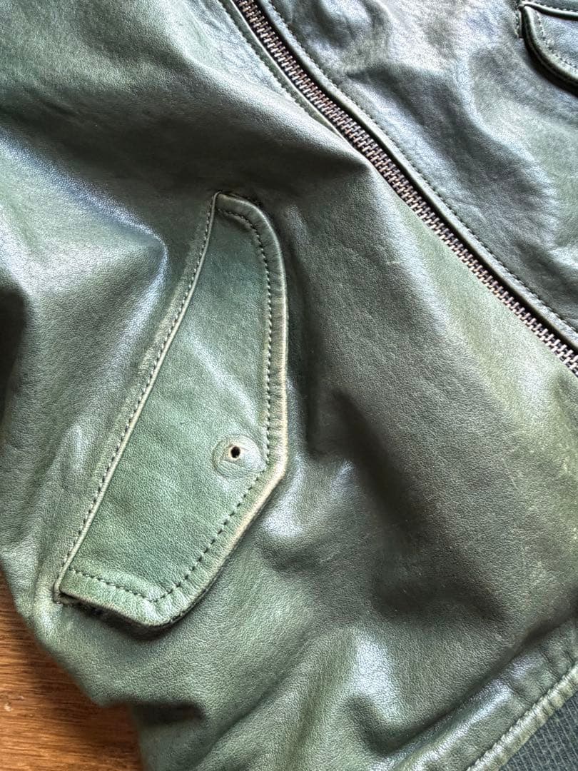 AVIREXFLY レザーMA-1 フライトジャケット グリーン