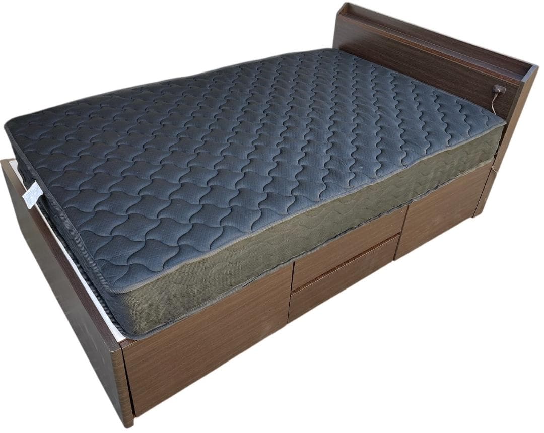 大阪京都限定 美品 ニトリ 4収納 セミダブル ベッドフレーム マットレスセット